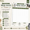 Milk Sales Tracker Printable, Dairy Farm Record Book, Daily Log (Digital Download)