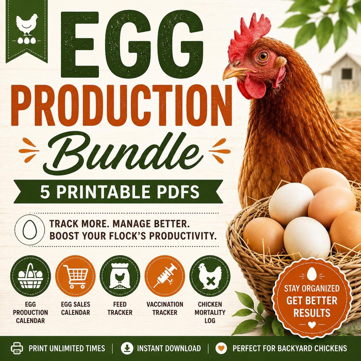 Egg Production Bundle Printable PDF | Chicken Egg Record Book