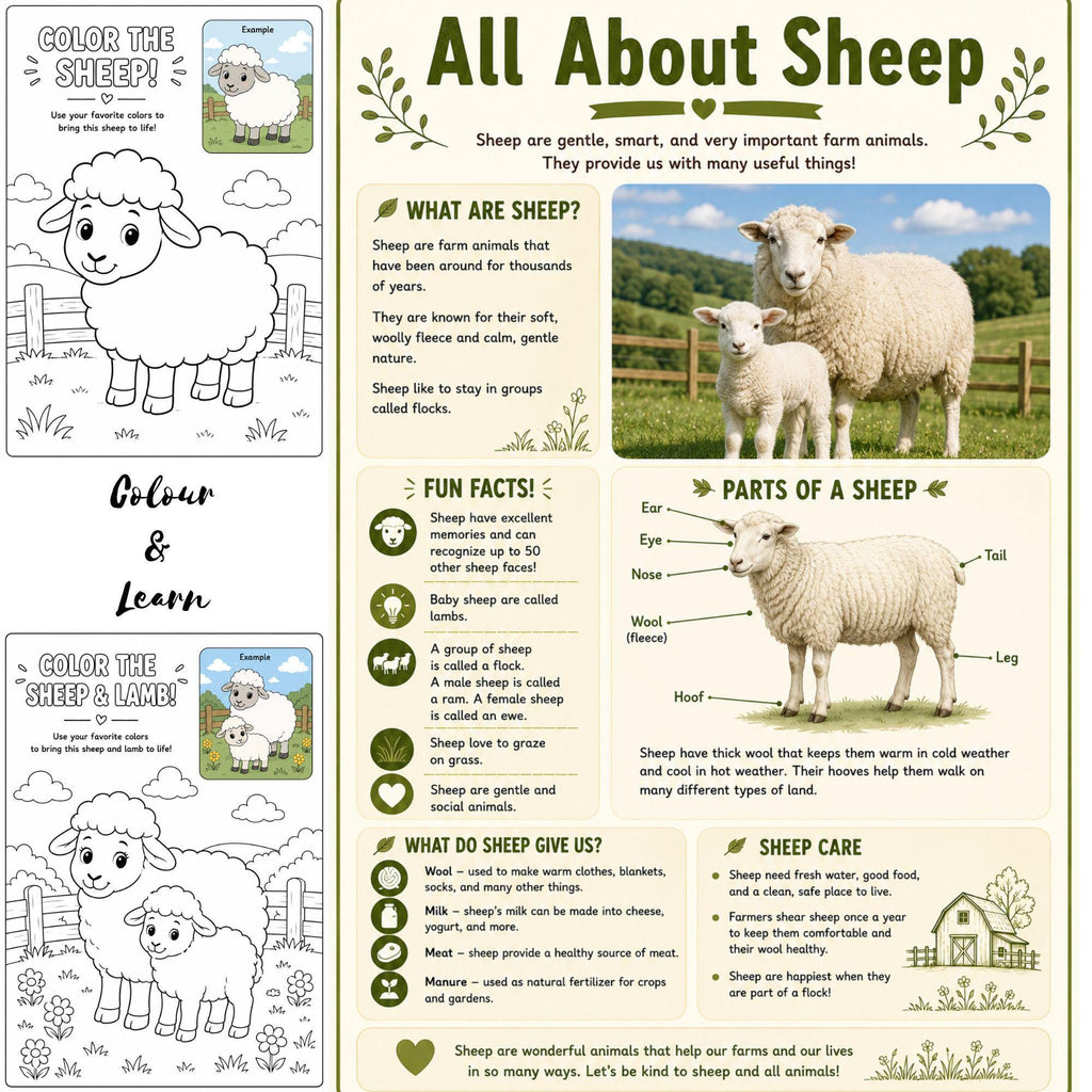 Farm Animals Coloring Book | Kids Learning Activity PDF (Ages 3-8)