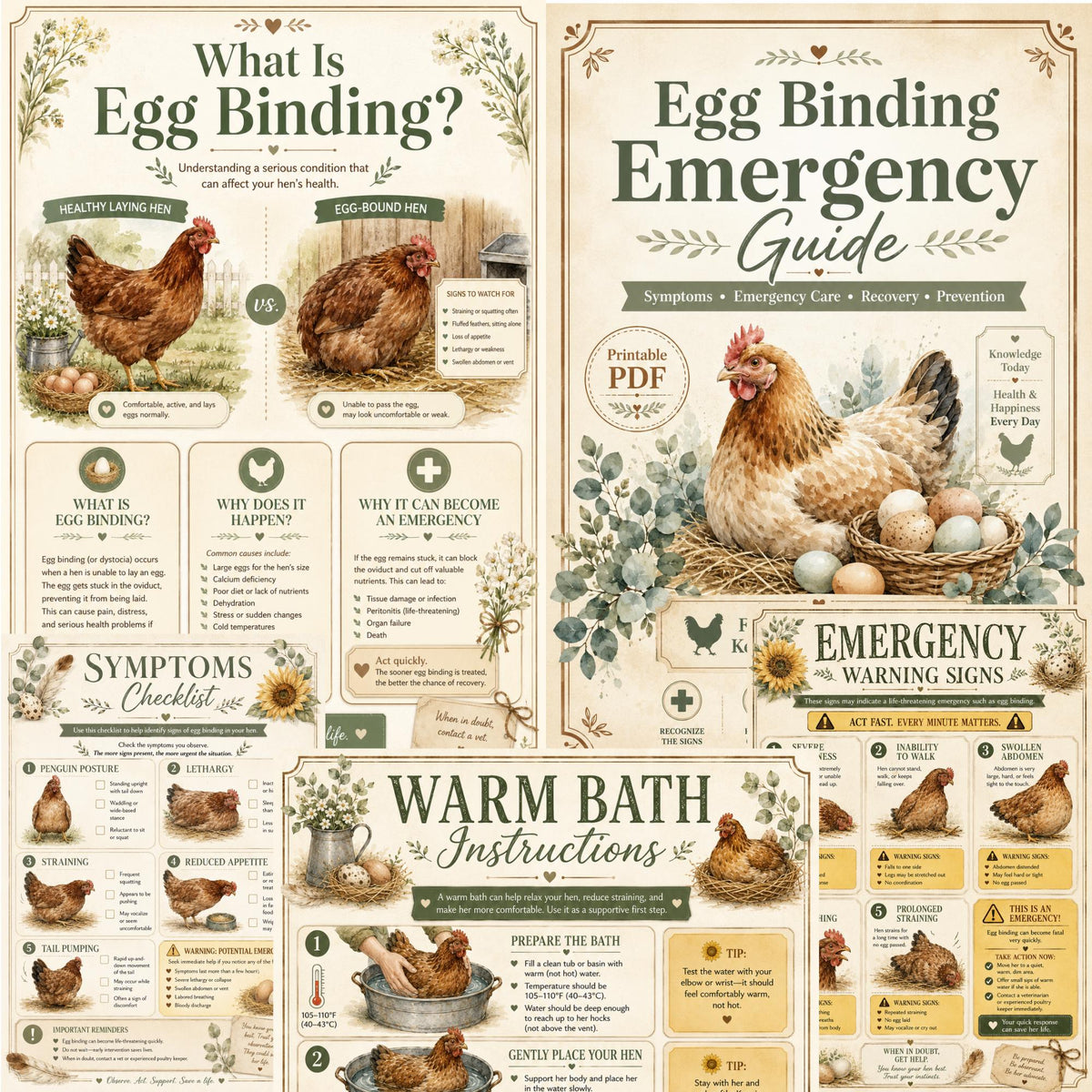 Egg Binding Emergency Guide | Chicken Symptoms, Recovery Care, Poultry First Aid (PDF Download)