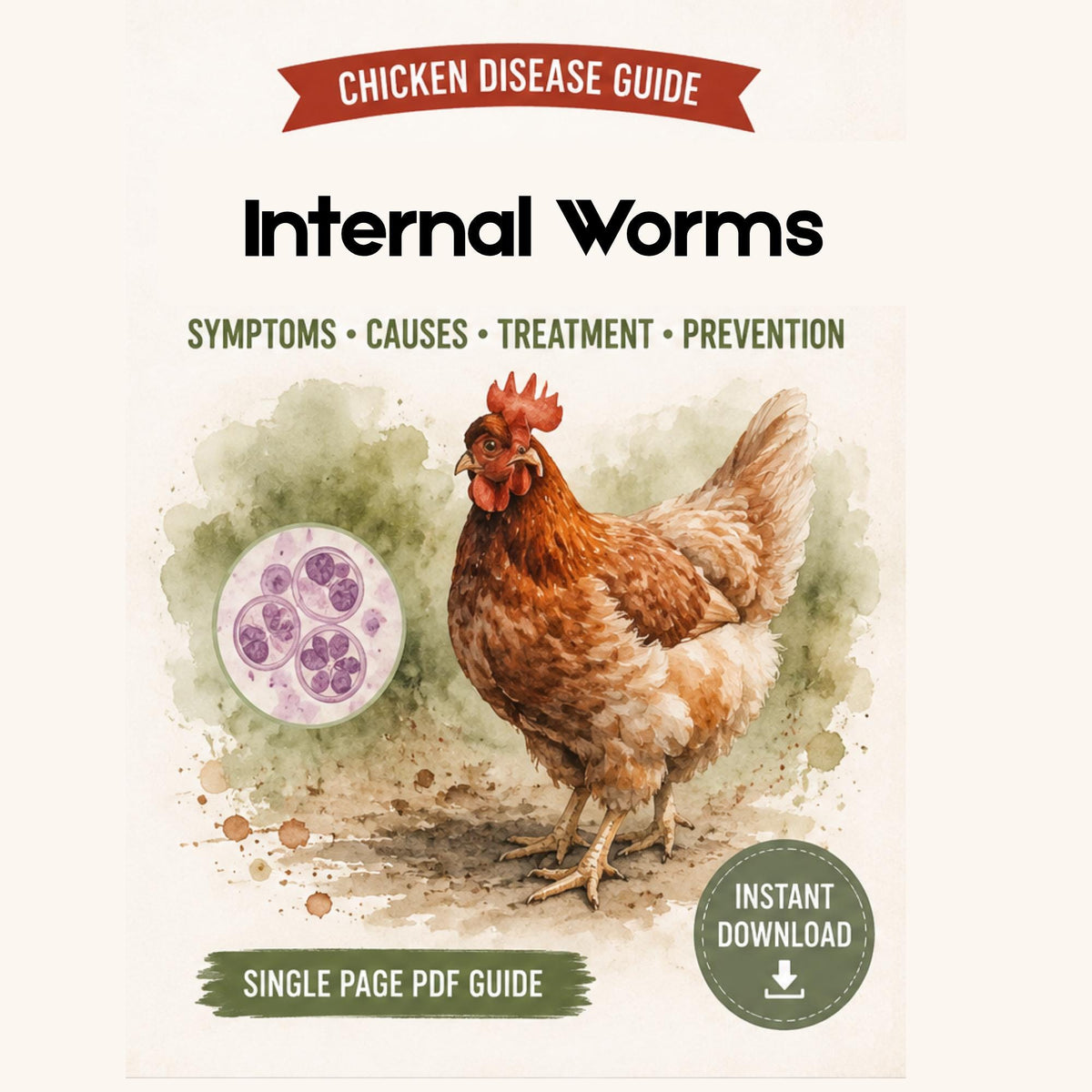 Chicken Worms Guide Printable PDF | Symptoms, Treatment & Prevention Chart for Pou