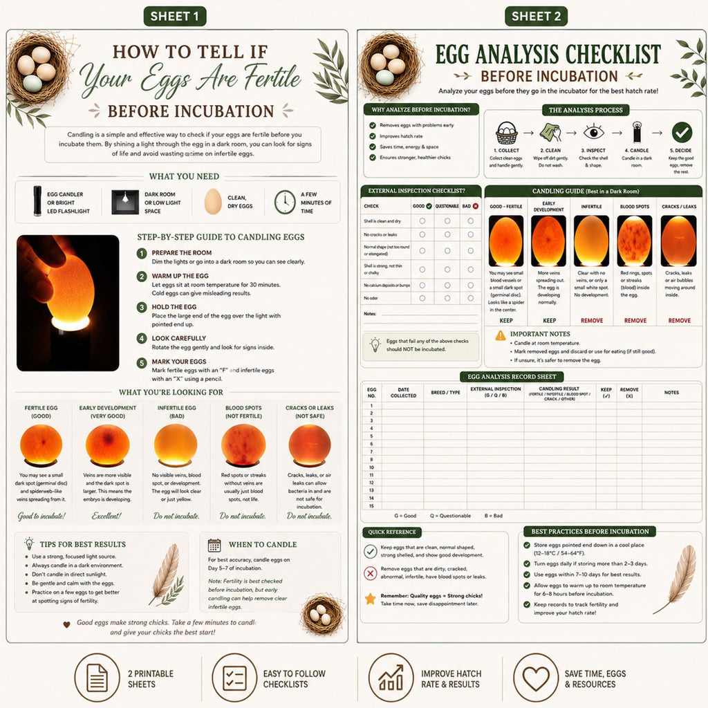Egg Fertility Checklist Printable, Are your Eggs Fertile? | Incubation Guide & Candling Record Sheet