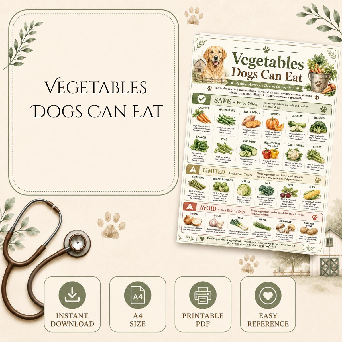 What Dogs Can Eat Charts, Toxic Foods List, Dog Diet Chart, Healthy Feeding Guide for Dogs, Printable PDF