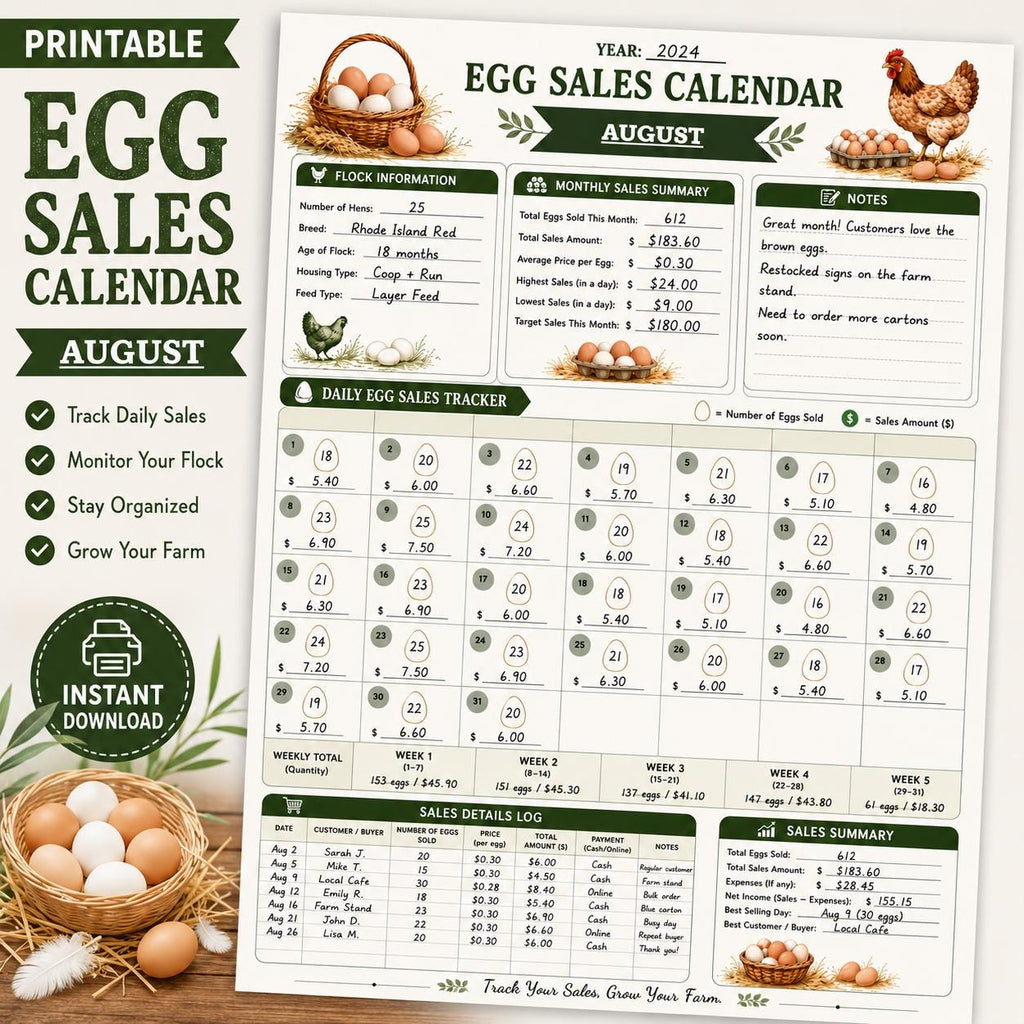 Egg Production Bundle Printable PDF | Chicken Egg Record Book