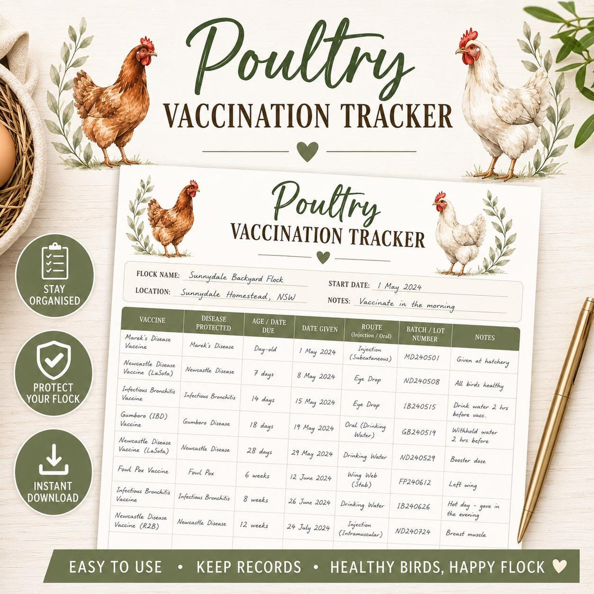 Egg Production Bundle Printable PDF | Chicken Egg Record Book