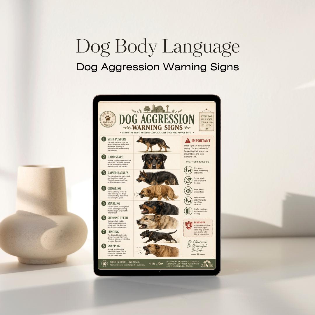 Dog Body Language Warning Signs Chart | Canine Behavior Reference (PDF)