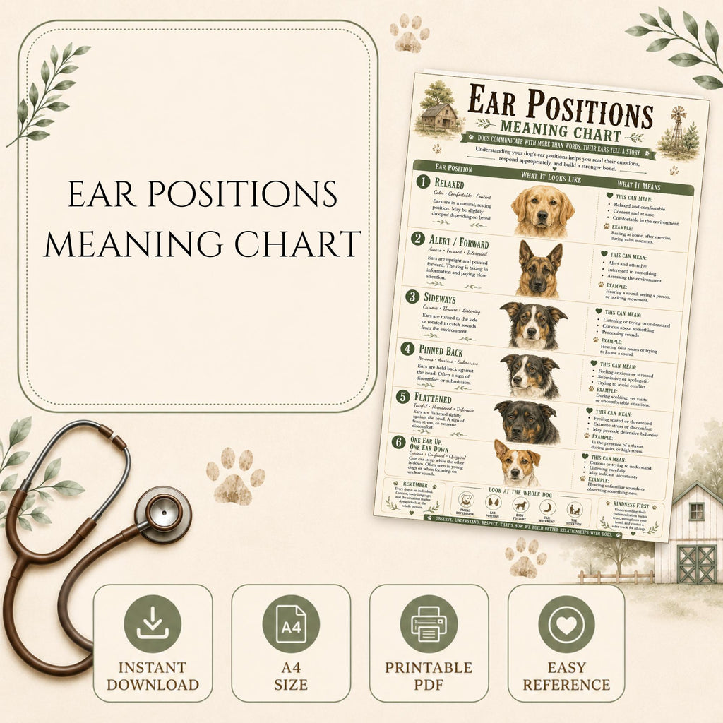 Dog Ear Position Meaning Chart | Canine Body Language Guide (PDF)