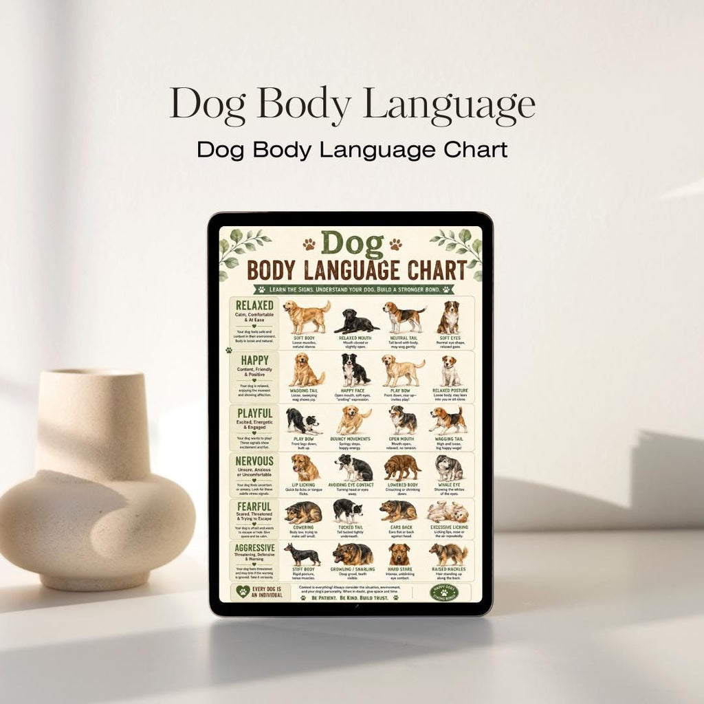 Dog Body Language Chart | Canine Behavior Guide, Pet Reference PDF (A4 Printable)
