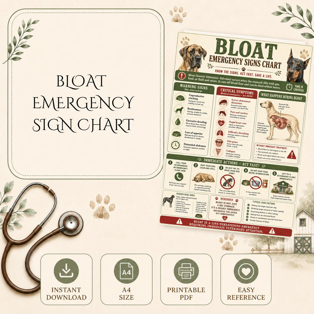 Dog Bloat Emergency Signs Chart | GDV Symptoms Guide (PDF Download)