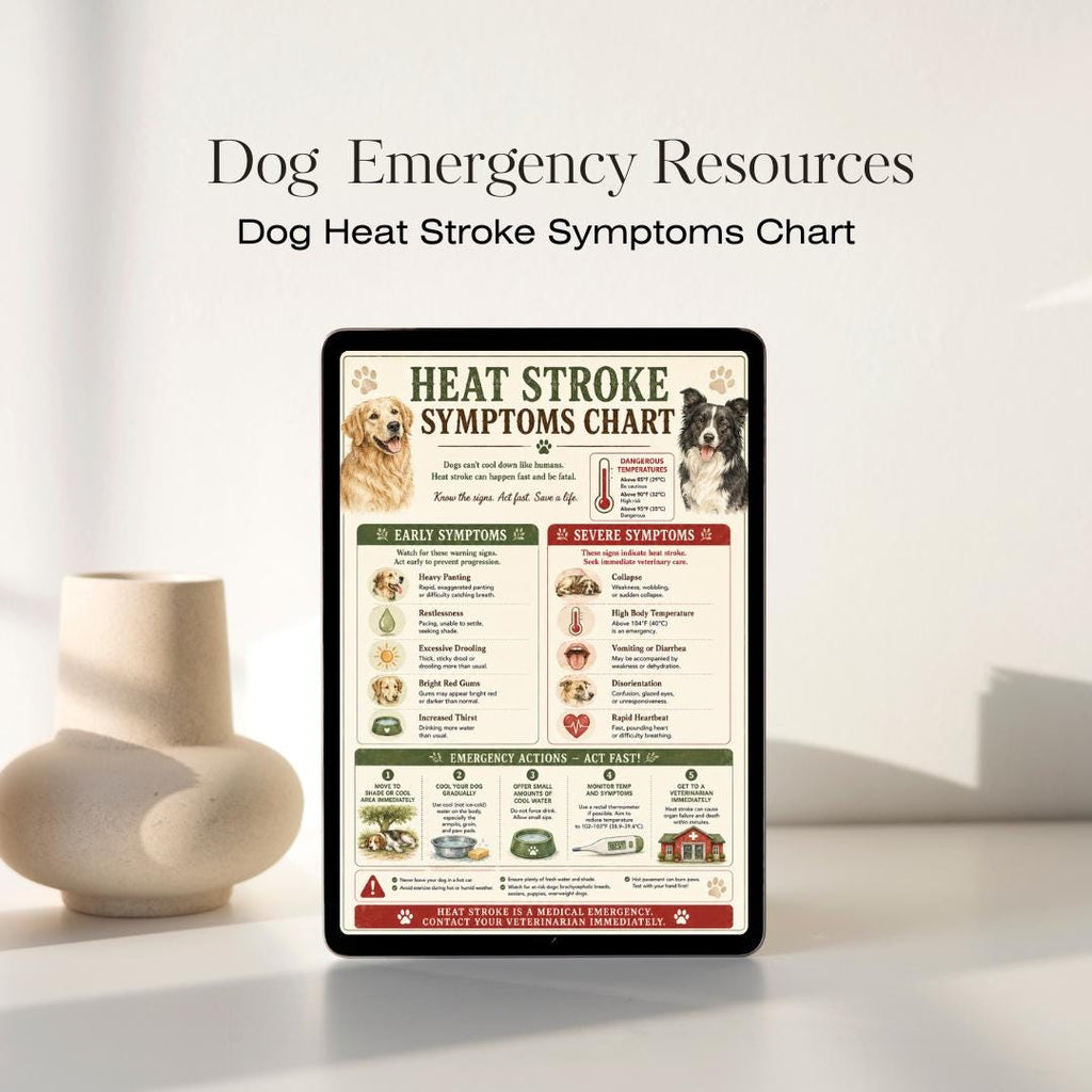 Dog Heat Stroke Symptoms Chart | Canine Emergency First Aid Guide (PDF)