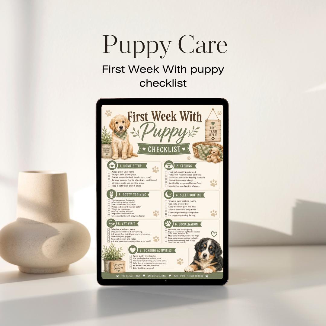 First Week Puppy Checklist | New Puppy Owner Care Planner (Digital Download)