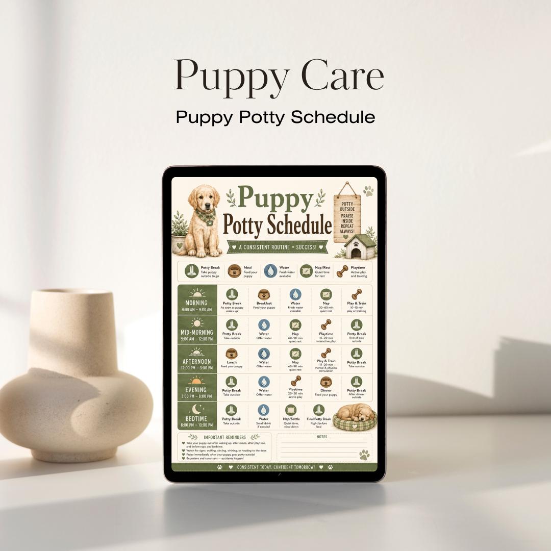Potty Training Chart Printable |  Puppy Potty Schedule  (PDF Download)