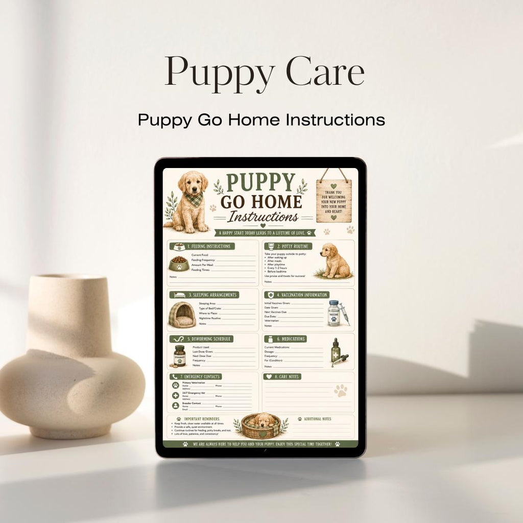 Puppy Go Home Instructions Printable | Puppy Care Guide (PDF Download)
