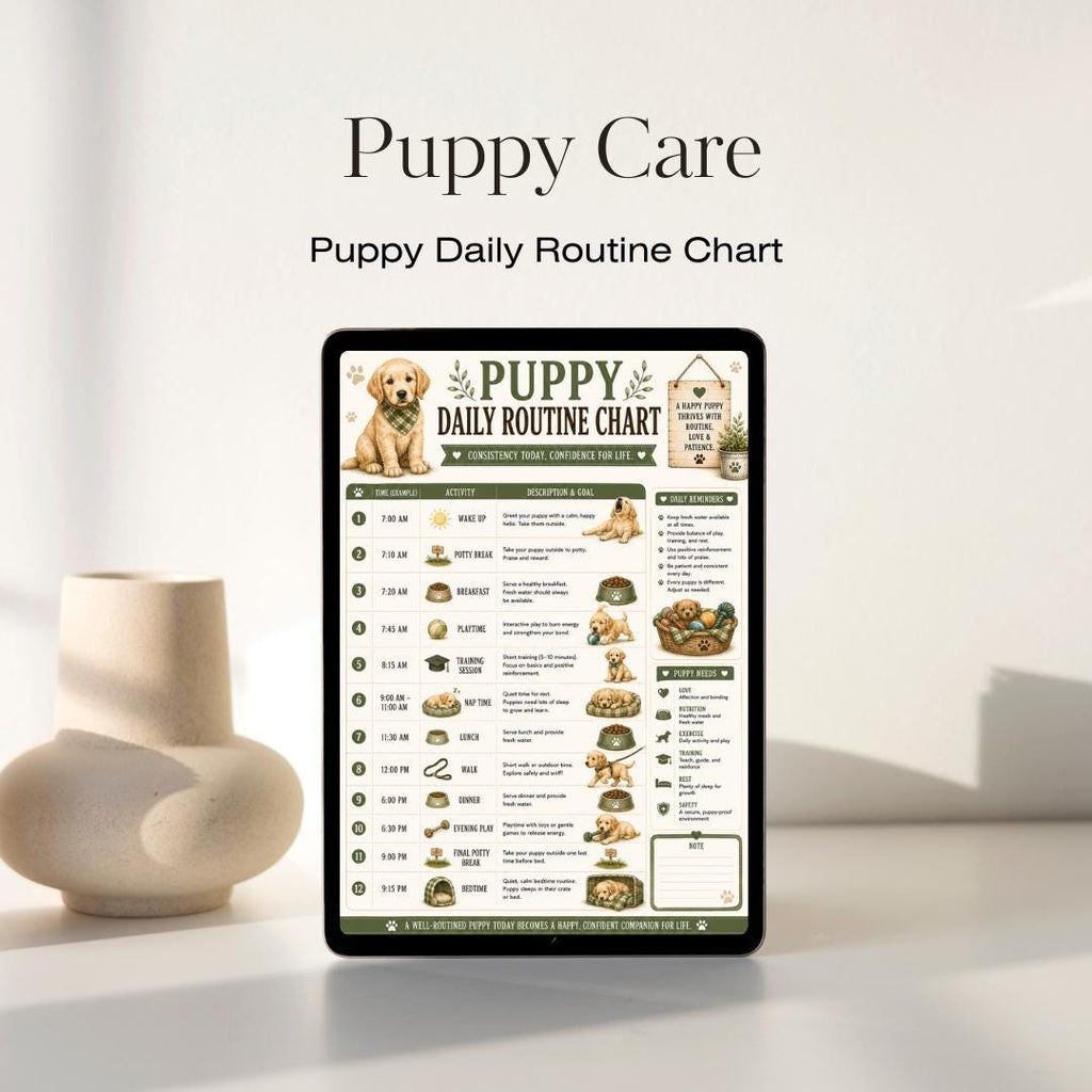 Puppy Daily Routine Chart | Veterinary Farmhouse Style Schedule (PDF Download)