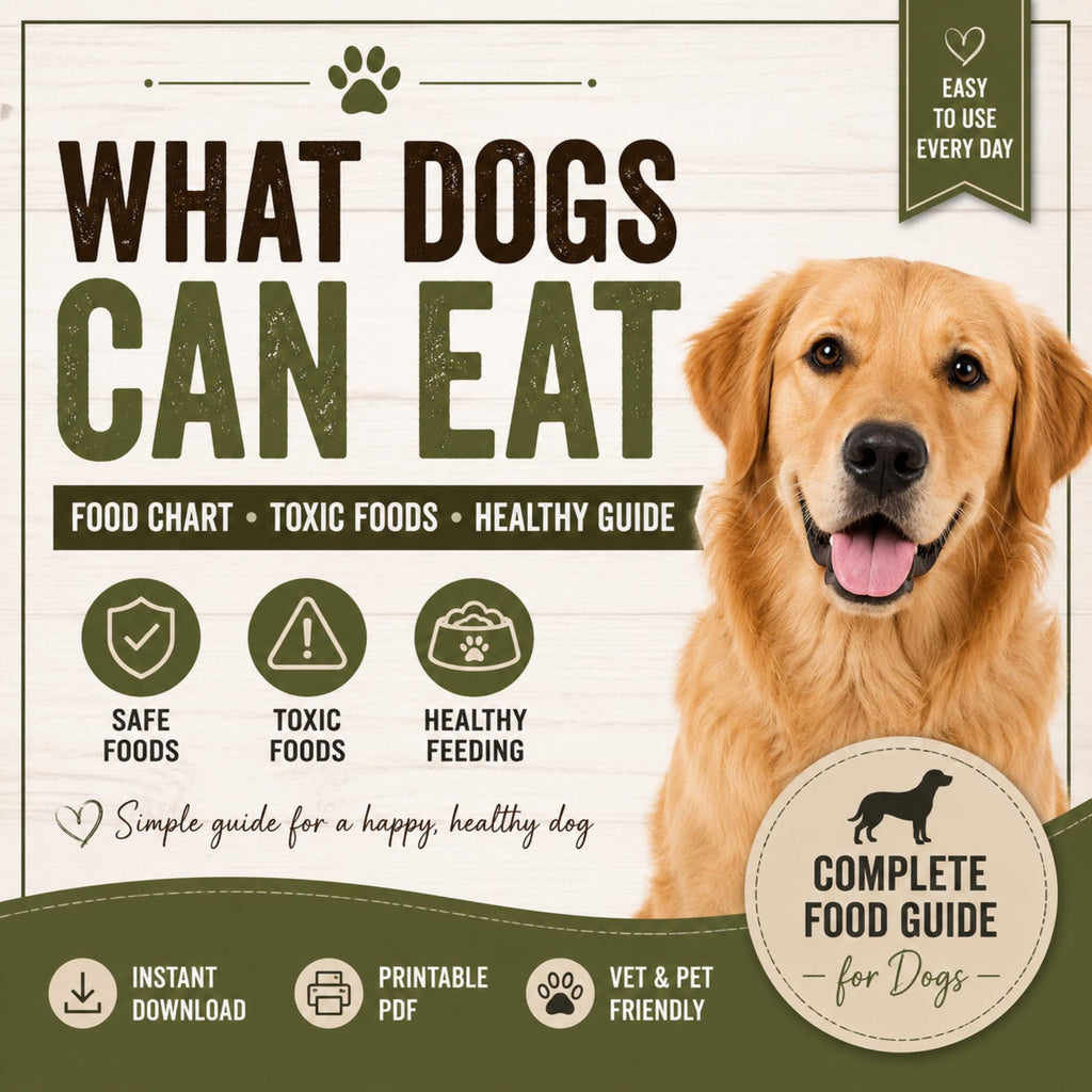 What Dogs Can Eat Charts, Toxic Foods List, Dog Diet Chart, Healthy Feeding Guide for Dogs, Printable PDF