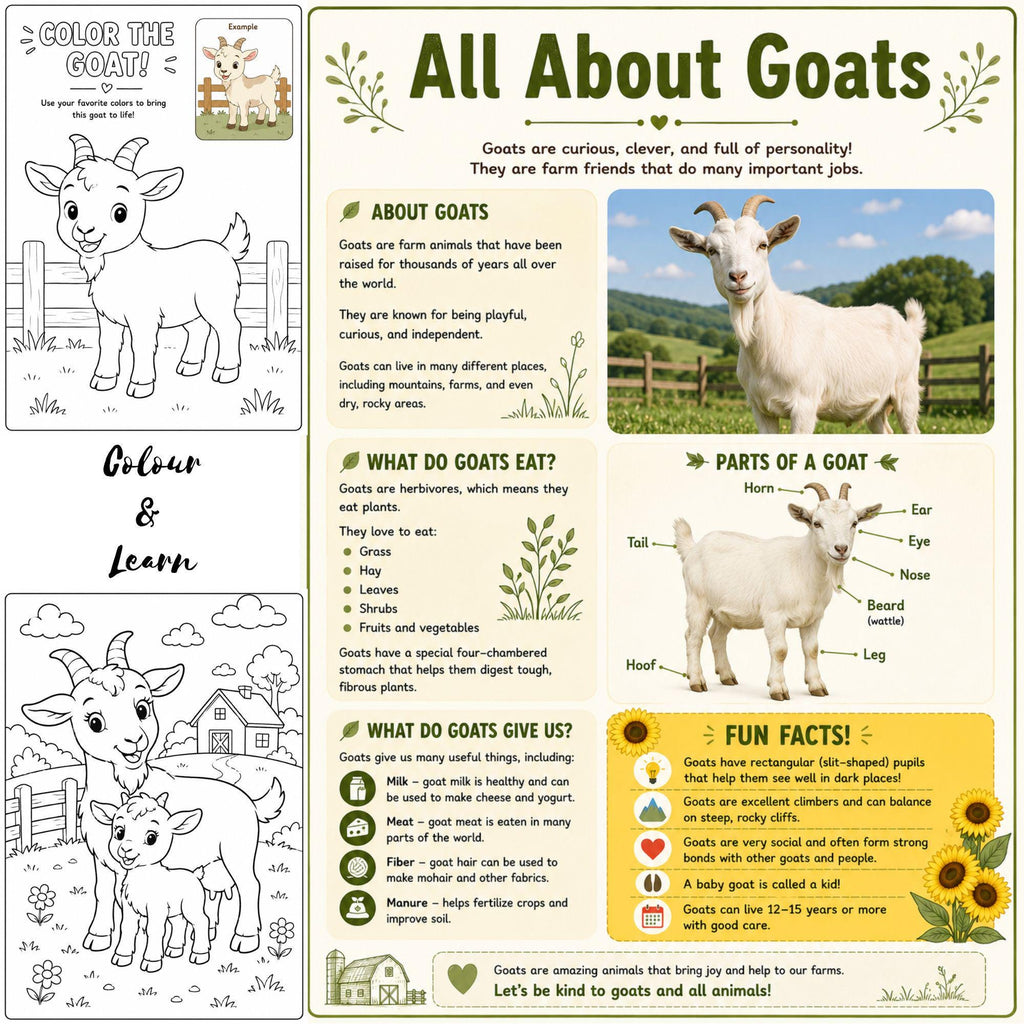 Farm Animals Coloring Book | Kids Learning Activity PDF (Ages 3-8)