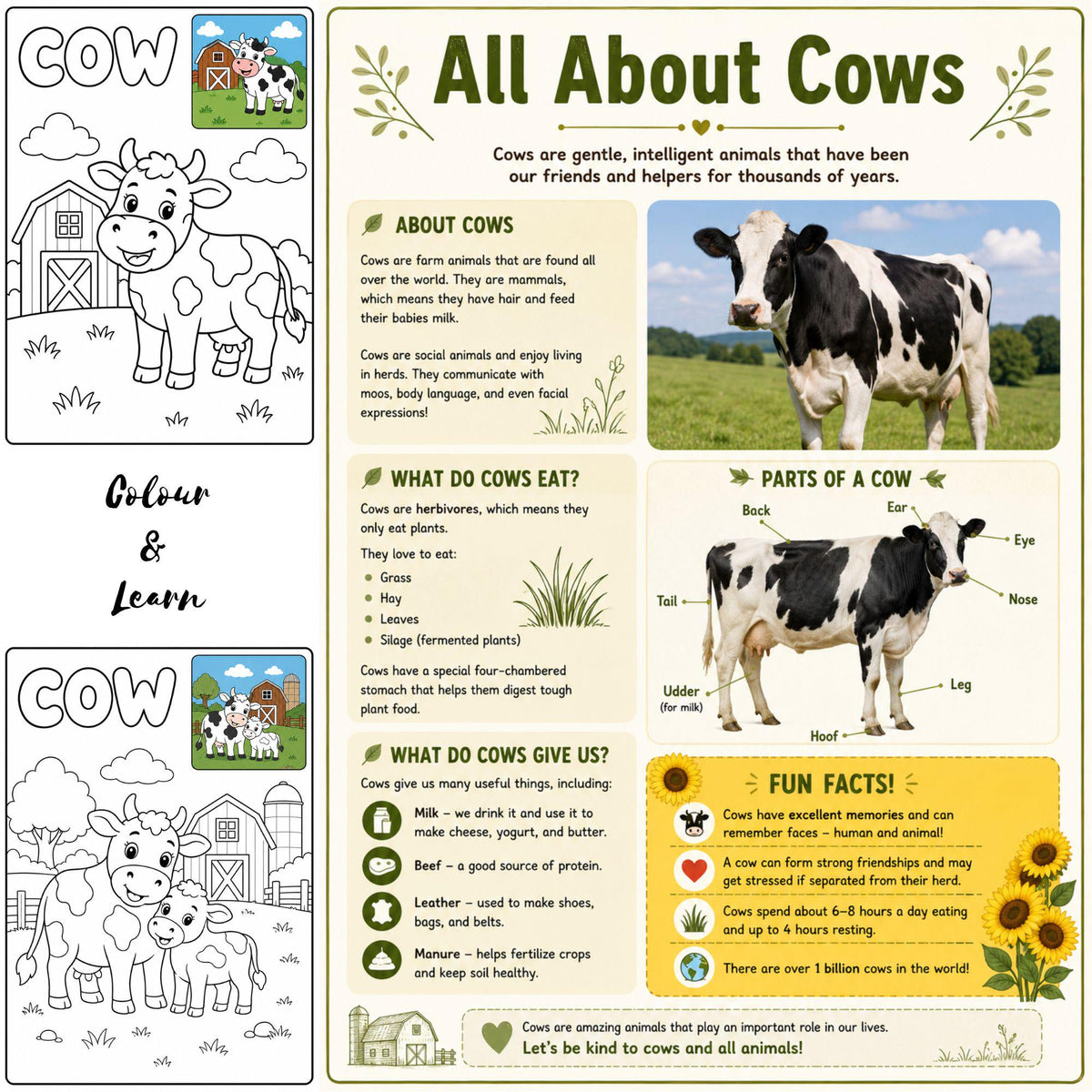 Farm Animals Coloring Book | Kids Learning Activity PDF (Ages 3-8)