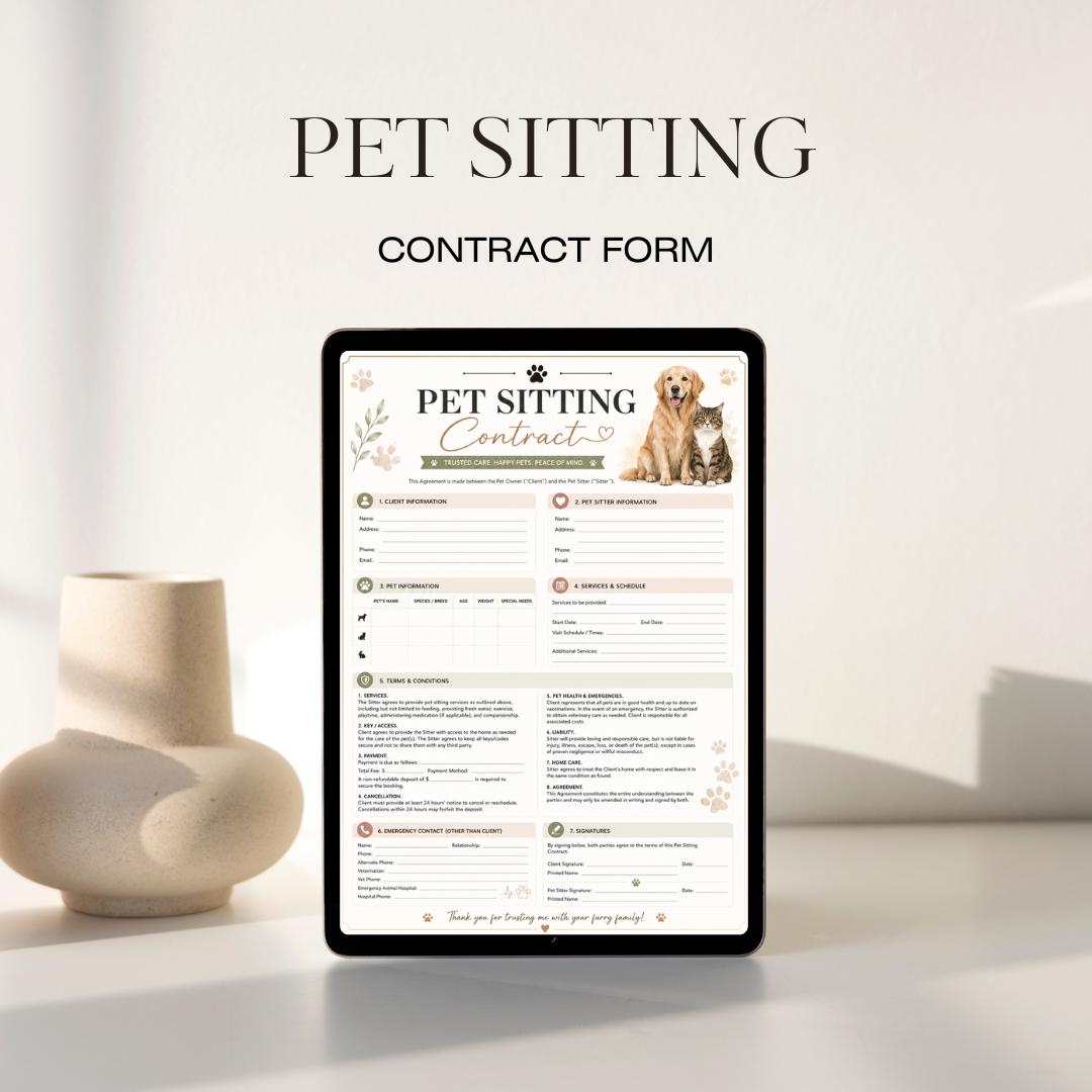 Pet Sitting Business Forms Bundle | Contract, Invoice, Log (PDF)