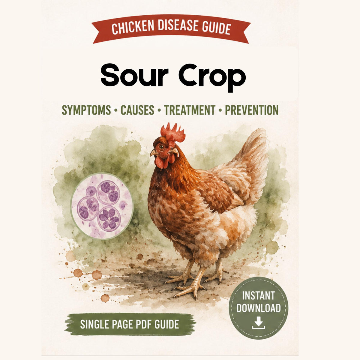 Sour Crop Guide for Chickens Printable PDF | Symptoms, Treatment & Prevention Chart