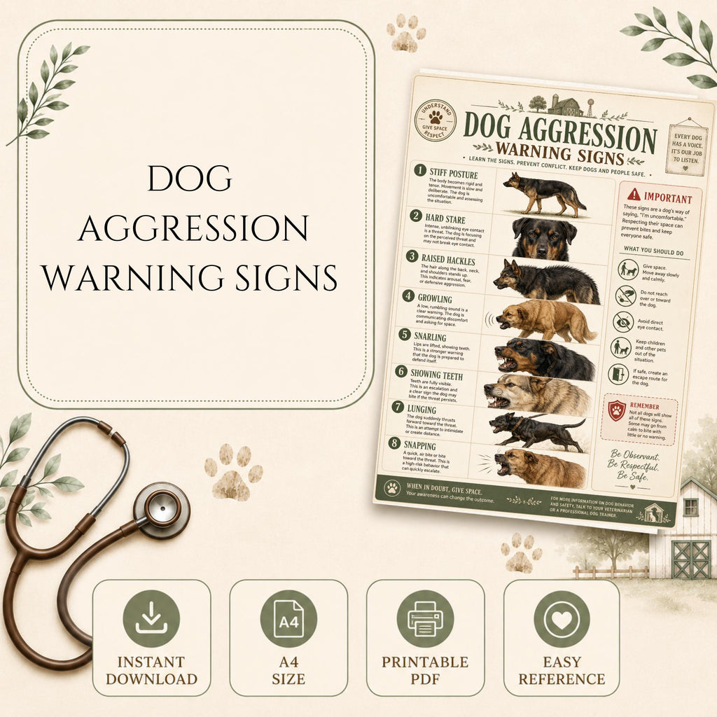 Dog Body Language Warning Signs Chart | Canine Behavior Reference (PDF)