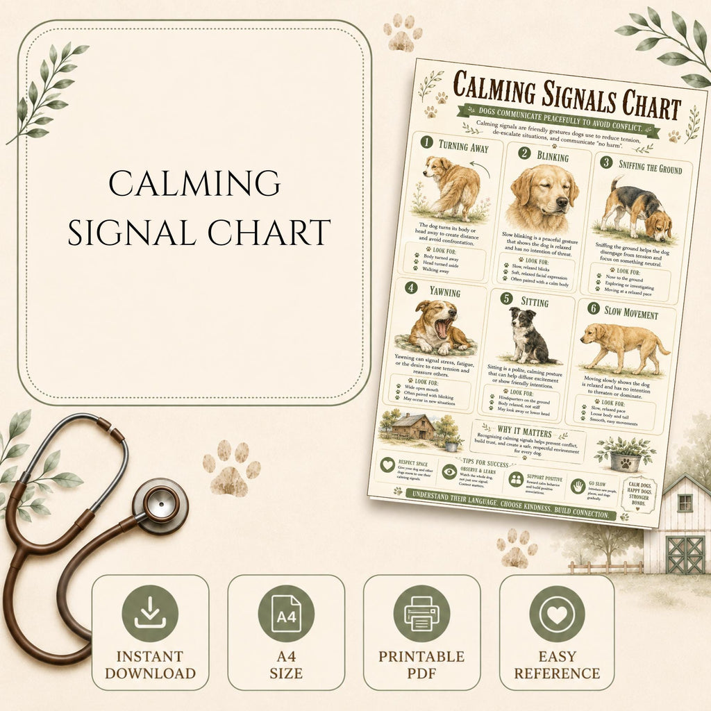 Dog Calming Signals Chart | Canine Body Language Poster (A4 PDF)