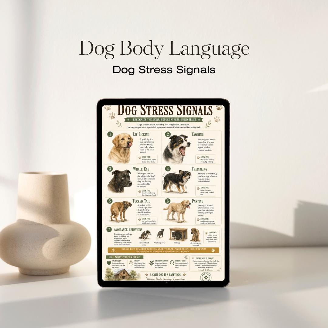Dog Stress Signals Chart | Canine Body Language Poster (PDF)