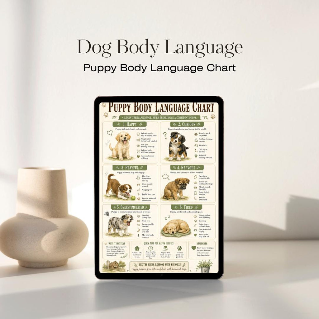 Puppy Body Language Chart | Canine Communication Behavior Guide (A4 PDF)