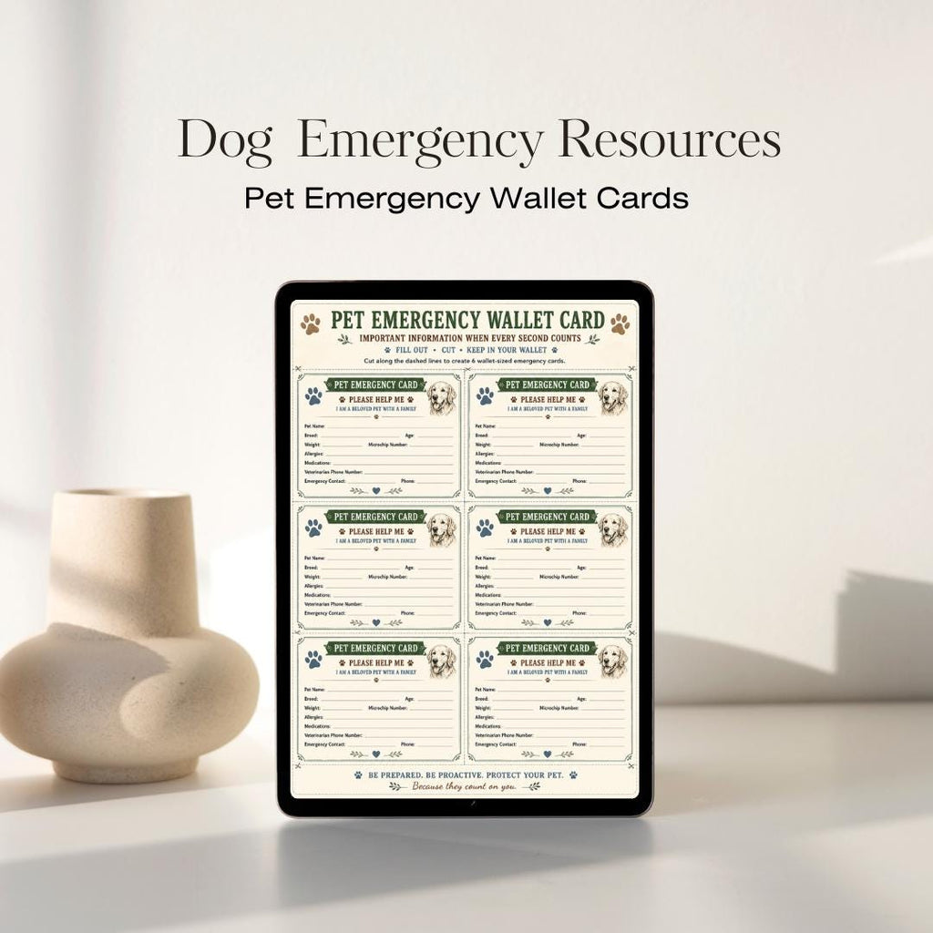 Pet Emergency Wallet Cards Printable | Dog Cat Medical Info PDF (A4 Download)
