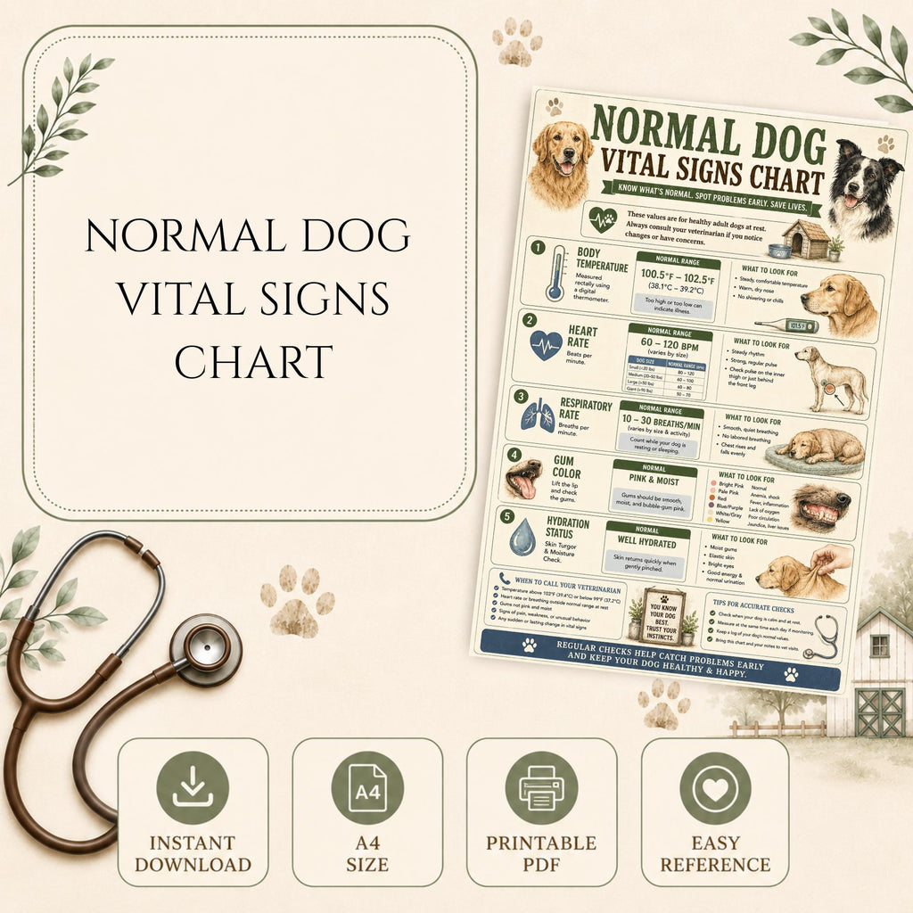 Normal Dog Vital Signs Chart | Canine Health Reference PDF