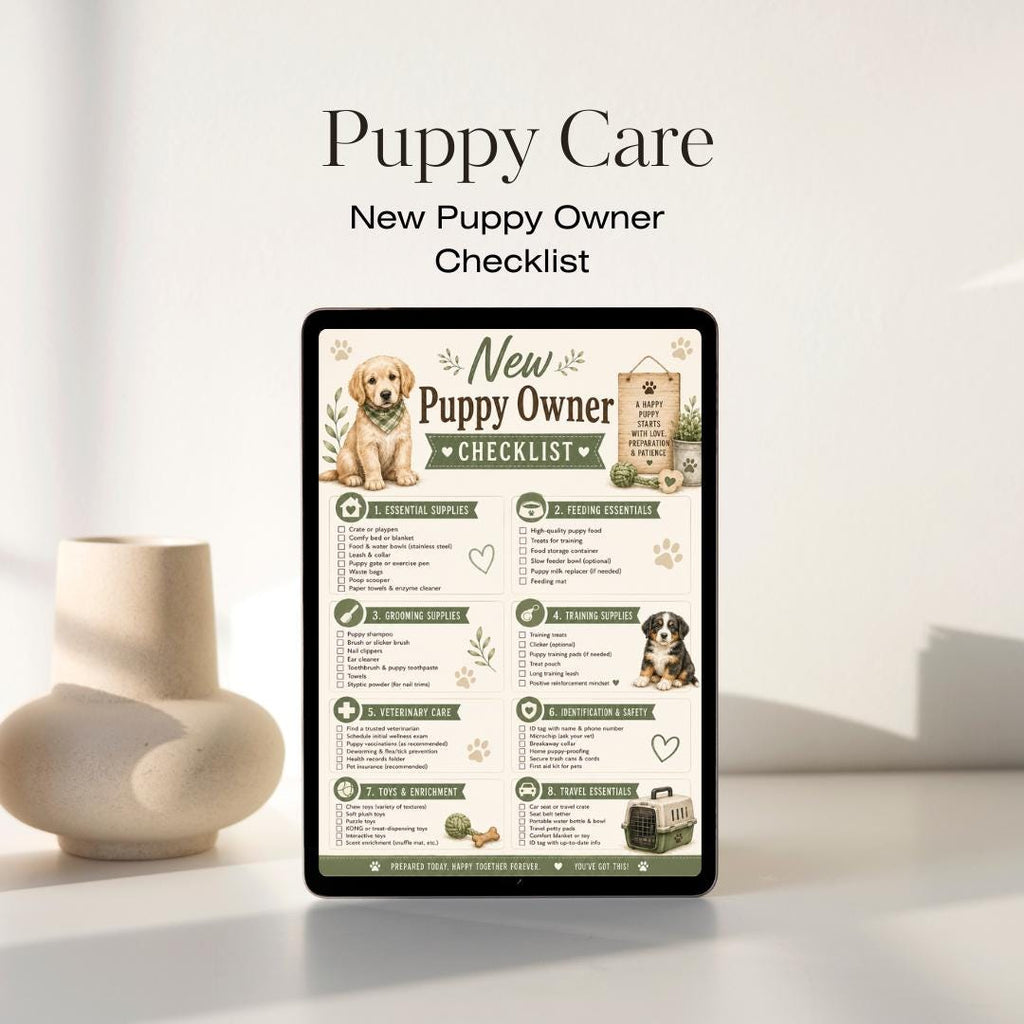 New Puppy Owner Checklist | Essentials, Feeding, Grooming, Training (Digital Download)