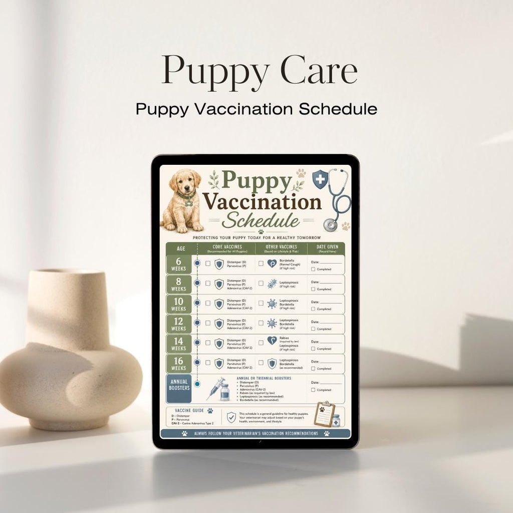 Puppy Vaccination Schedule Tracker | Veterinary Farmhouse Style PDF (Digital Download)