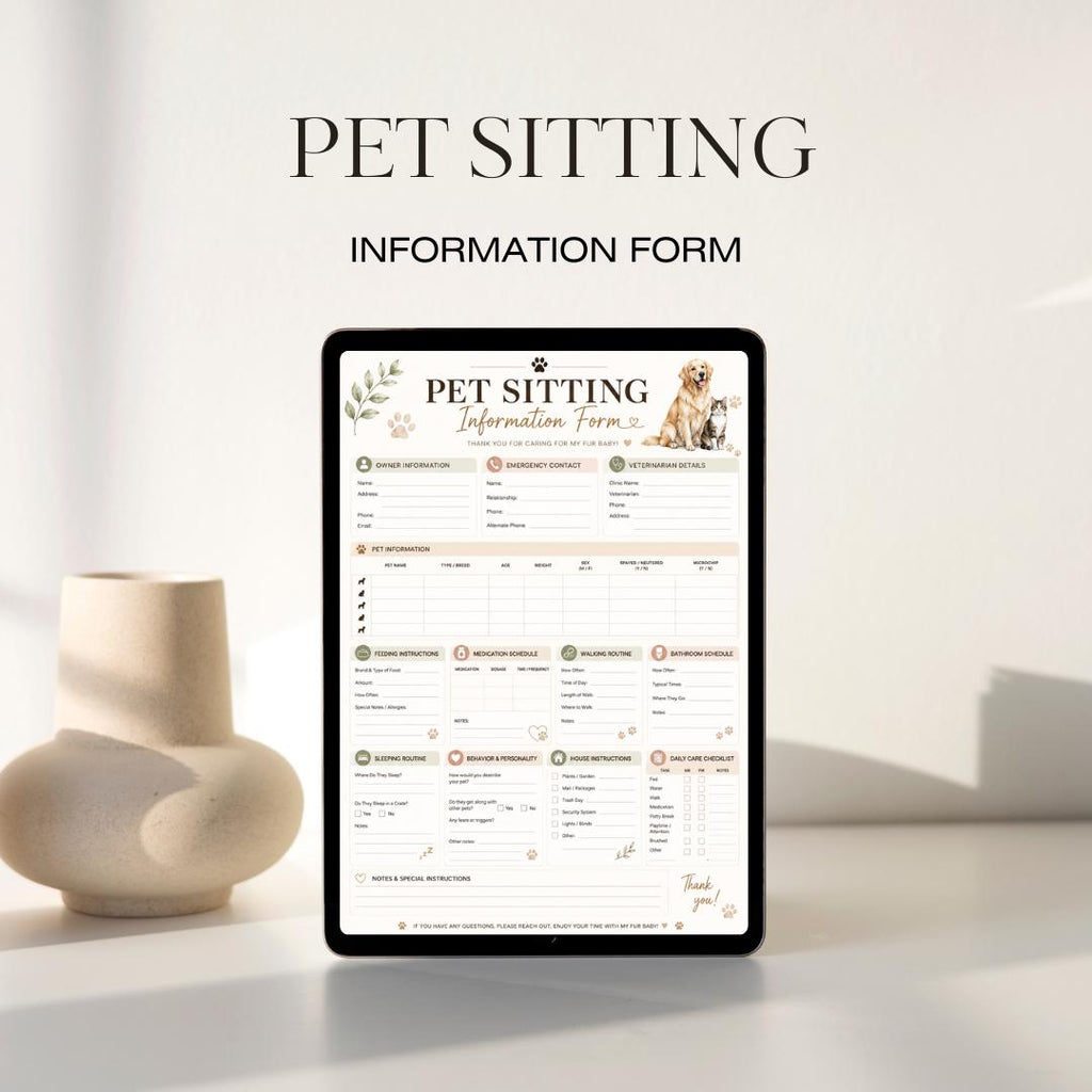 Pet Sitting Business Forms Bundle | Contract, Invoice, Log (PDF)