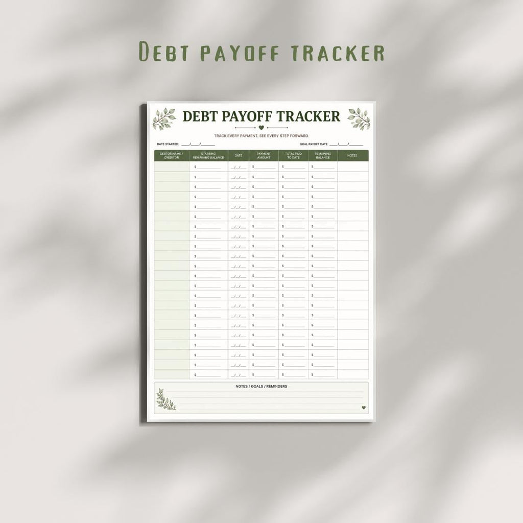 Debt Payoff Tracker Printable PDF | Snowball Planner, Budget Worksheet