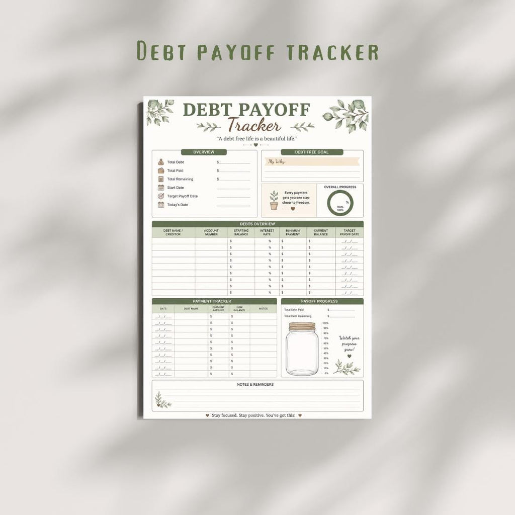 Debt Payoff Tracker Printable PDF | Snowball Planner, Budget Worksheet