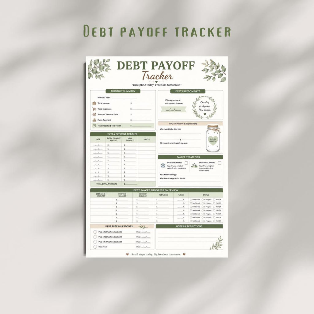 Debt Payoff Tracker Printable PDF | Snowball Planner, Budget Worksheet