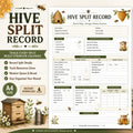 Hive Split Record Printable, Beekeeping Log Sheet, Apiary Management Tracker (PDF)