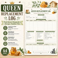 Queen Replacement Log Printable, A4 PDF for Efficient Hive Management
