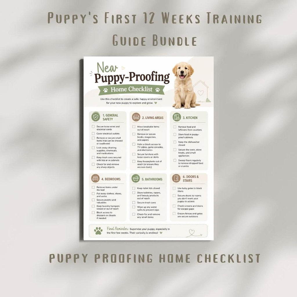 New Puppy Guide, 12-Week Training Plan - Printable PDF, Potty Leash Socialization Checklist | Digital