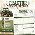 Tractor Service Log Printable PDF | Farm Equipment Maintenance Tracker