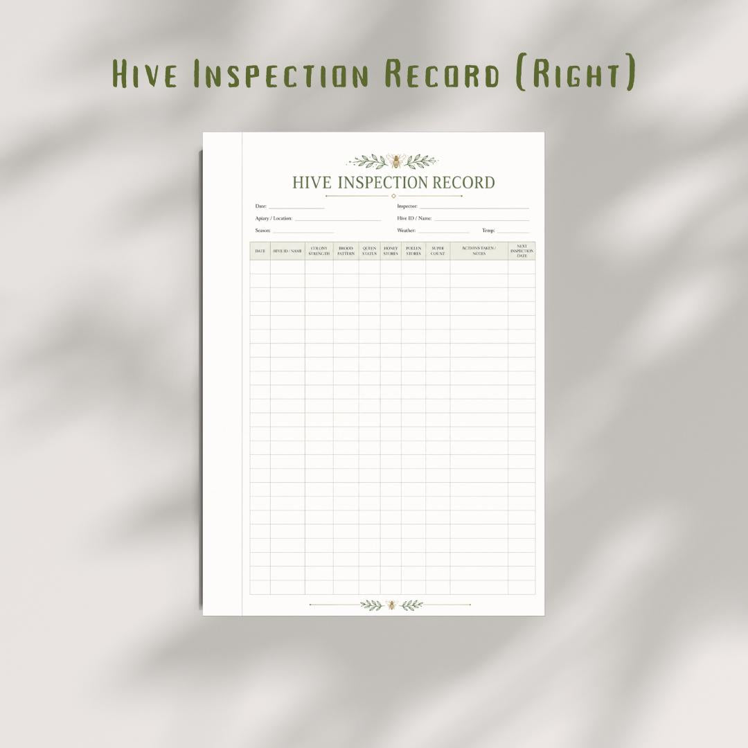Hive Inspection Record Printable Planner Inserts | Beekeeping Planner Insert (A4 PDF Download)