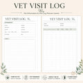 Pet Vet Visit Log Planner Inserts Printable | Medical Record & Information Sheet (A4 PDF)