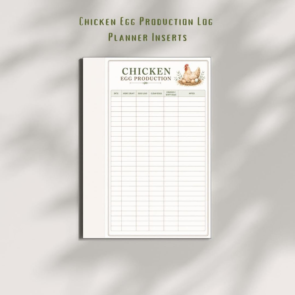 Chicken Egg Production Planner Inserts | Poultry Record Keeper, Flock Log (Digital Download)