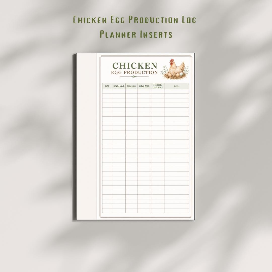 Chicken Egg Production Planner Inserts | Poultry Record Keeper, Flock Log (Digital Download)