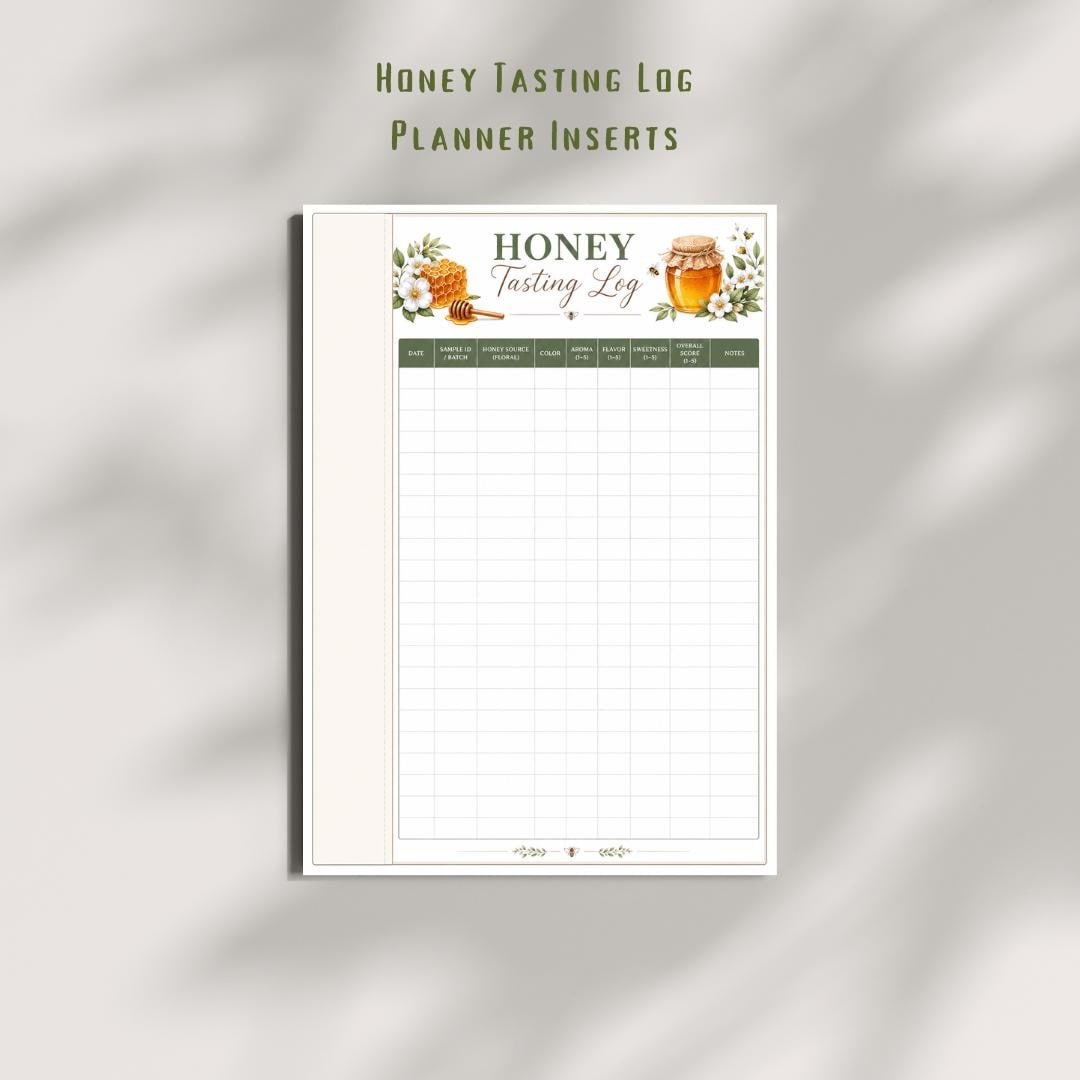 Honey Tasting Log | Beekeeping Planner Insert, Flavor Journal (A4 Digital Download)