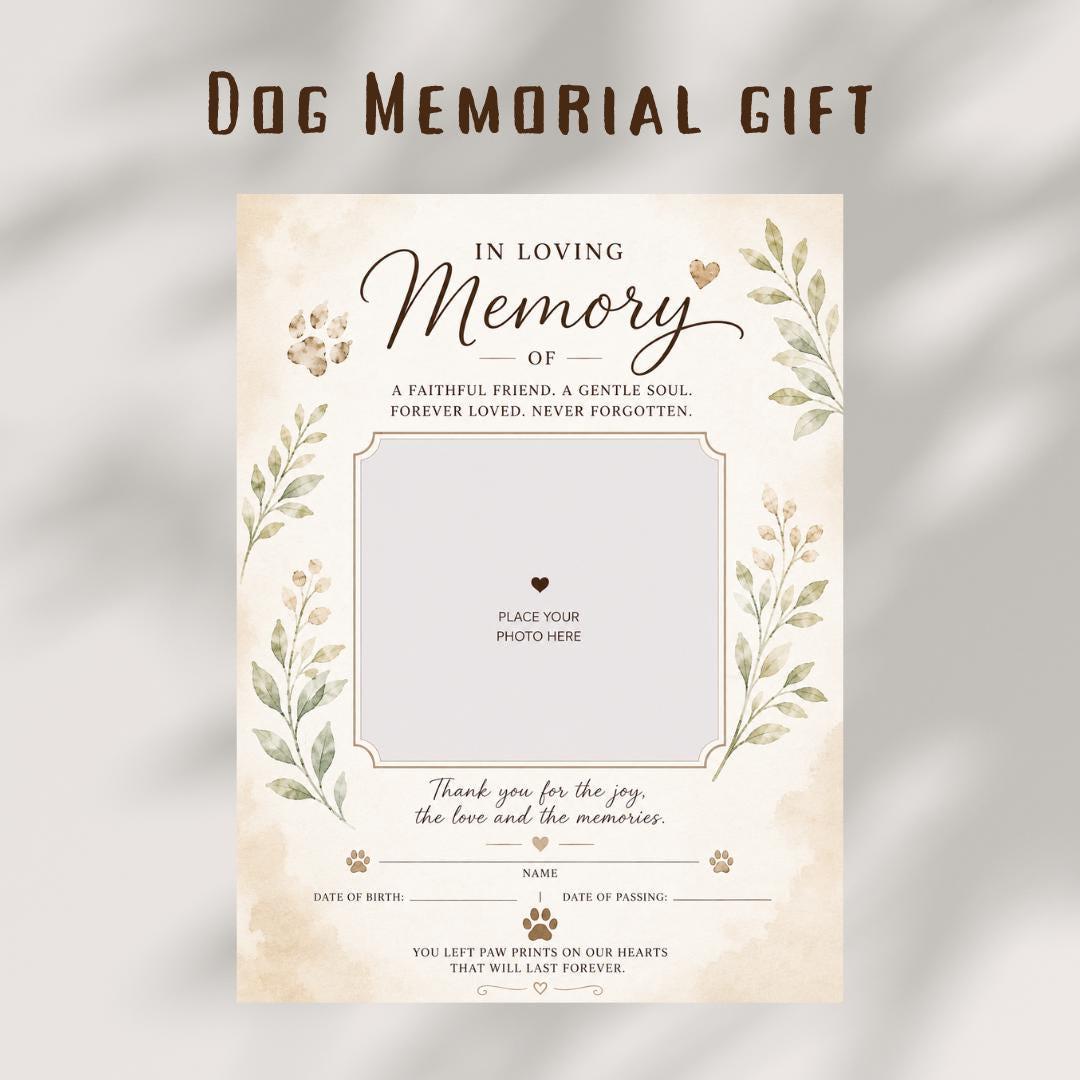 Dog Memorial Gift Printable,  Pet Remembrance Printable. Print, Fill And Frame (Digital Download)
