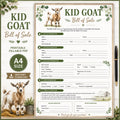 Kid Goat Bill of Sale Form Printable, Livestock Transfer Document (A4 PDF)
