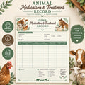 Farm Animal Medication Record | Livestock Health Log (A4 Printable)