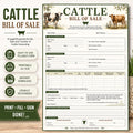Cattle Bill Of Sales, Livestock Cooperation (A4 Printable PDF)