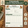 Livestock Birth & Offspring Record, Farm Breeding Log (A4 Printable PDF)