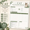 Cat Vaccine Record, A4 Printable PDF with Booster Tracking
